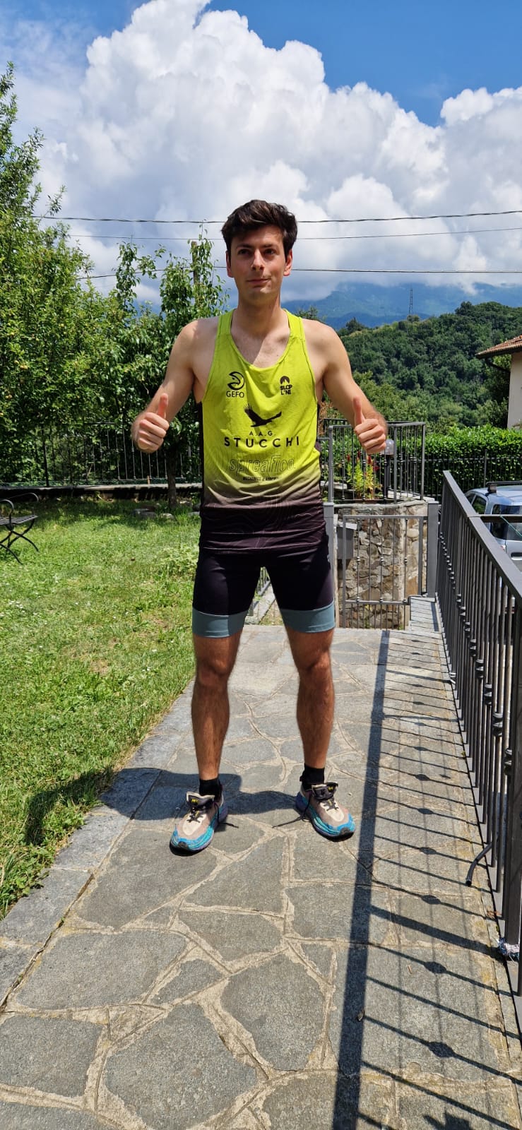 Marco pronto per la partenza, maglia gara GEFO